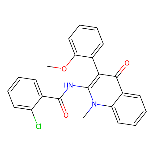 2-chloro-N-[3-(2-methoxyphenyl)-1-methyl-4-oxo-quinolin-2-yl]benzamide structure
