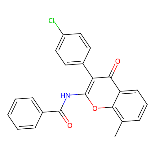N-(3-(4-chlorophenyl)-8-methyl-4-oxo-4H-chromen-2-yl)benzamide structure