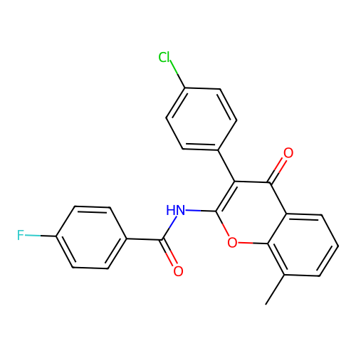 N-(3-(4-chlorophenyl)-8-methyl-4-oxo-4H-chromen-2-yl)-4-fluorobenzamide structure