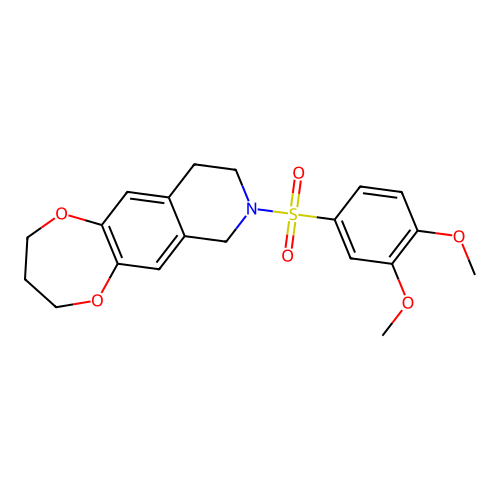8-(3,4-dimethoxyphenyl)sulfonyl-2,3,4,7,9,10-hexahydro-[1,4]dioxepino[2,3-g]isoquinoline structure