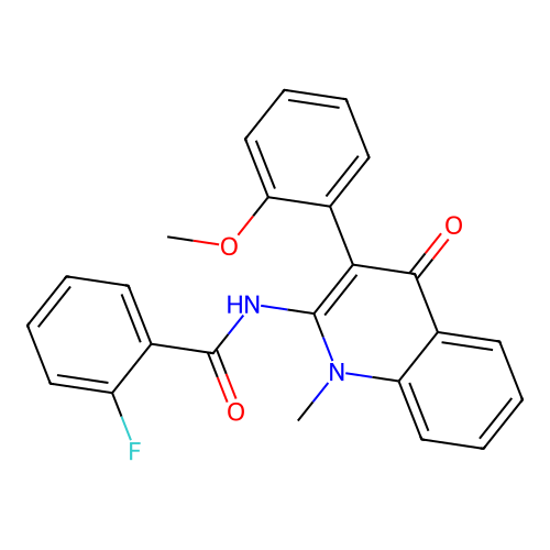 2-fluoro-N-[3-(2-methoxyphenyl)-1-methyl-4-oxo-1,4-dihydroquinolin-2-yl]benzamide structure
