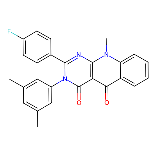 3-(3,5-dimethylphenyl)-2-(4-fluorophenyl)-10-methylpyrimido[4,5-b]quinoline-4,5(3H,10H)-dione structure