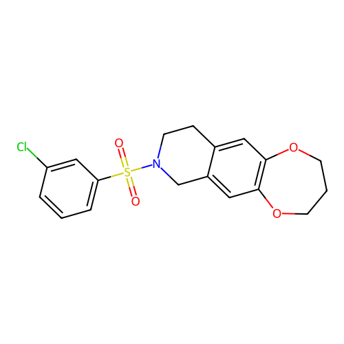 8-(3-chlorophenyl)sulfonyl-2,3,4,7,9,10-hexahydro-[1,4]dioxepino[2,3-g]isoquinoline structure