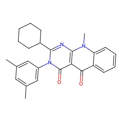 2-cyclohexyl-3-(3,5-dimethylphenyl)-10-methylpyrimido[4,5-b]quinoline-4,5(3H,10H)-dione structure