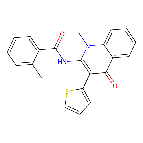 2-Methyl-N-(1-methyl-4-oxo-3-thiophen-2-yl-1,4-dihydro-quinolin-2-yl)-benzamide structure