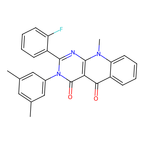 3-(3,5-dimethylphenyl)-2-(2-fluorophenyl)-10-methylpyrimido[4,5-b]quinoline-4,5(3H,10H)-dione structure