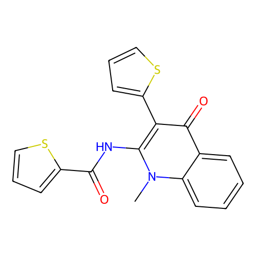 N-(1-methyl-4-oxo-3-(thiophen-2-yl)-1,4-dihydroquinolin-2-yl)thiophene-2-carboxamide structure