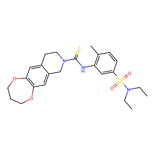 N-(5-(N,N-diethylsulfamoyl)-2-methylphenyl)-3,4,9,10-tetrahydro-2H-[1,4]dioxepino[2,3-g]isoquinoline-8(7H)-carbothioamide structure