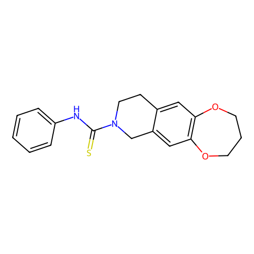 N-phenyl-3,4,9,10-tetrahydro-2H-[1,4]dioxepino[2,3-g]isoquinoline-8(7H)-carbothioamide structure