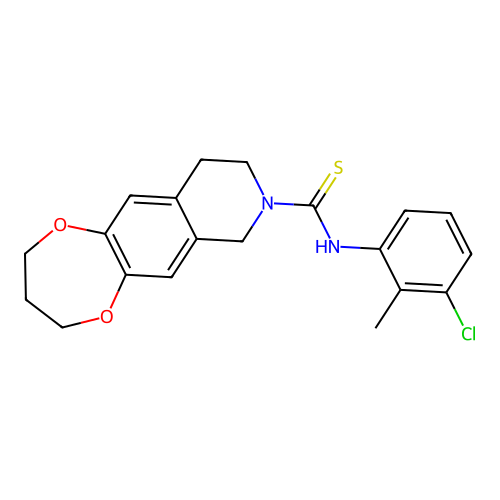 N-(3-chloro-2-methylphenyl)-3,4,9,10-tetrahydro-2H-[1,4]dioxepino[2,3-g]isoquinoline-8(7H)-carbothioamide structure