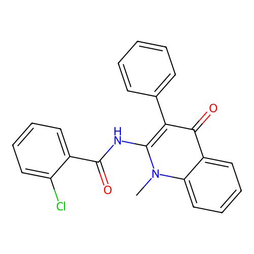 2-chloro-N-(1-methyl-4-oxo-3-phenyl-1,4-dihydroquinolin-2-yl)benzamide structure