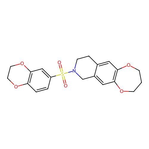8-((2,3-dihydrobenzo[b][1,4]dioxin-6-yl)sulfonyl)-3,4,7,8,9,10-hexahydro-2H-[1,4]dioxepino[2,3-g]isoquinoline structure