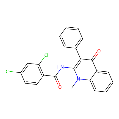 2,4-dichloro-N-(1-methyl-4-oxo-3-phenyl-1,4-dihydroquinolin-2-yl)benzamide structure