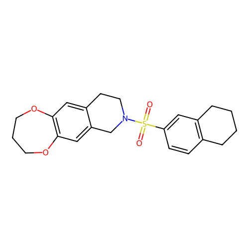 8-((5,6,7,8-tetrahydronaphthalen-2-yl)sulfonyl)-3,4,7,8,9,10-hexahydro-2H-[1,4]dioxepino[2,3-g]isoquinoline structure