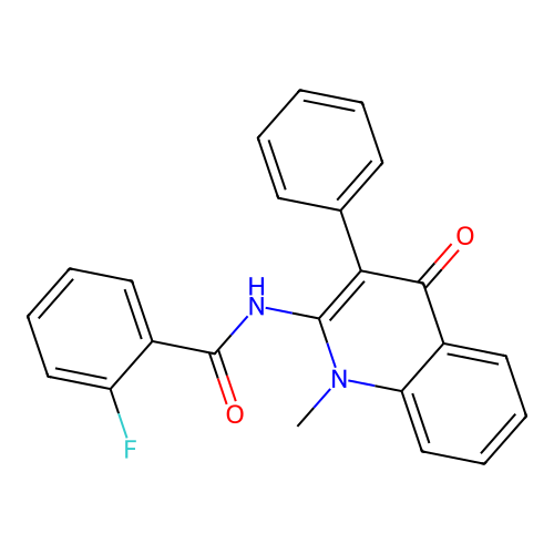 2-fluoro-N-(1-methyl-4-oxo-3-phenyl-1,4-dihydroquinolin-2-yl)benzamide structure