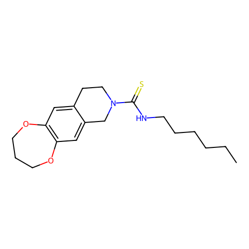 N-hexyl-3,4,9,10-tetrahydro-2H-[1,4]dioxepino[2,3-g]isoquinoline-8(7H)-carbothioamide structure