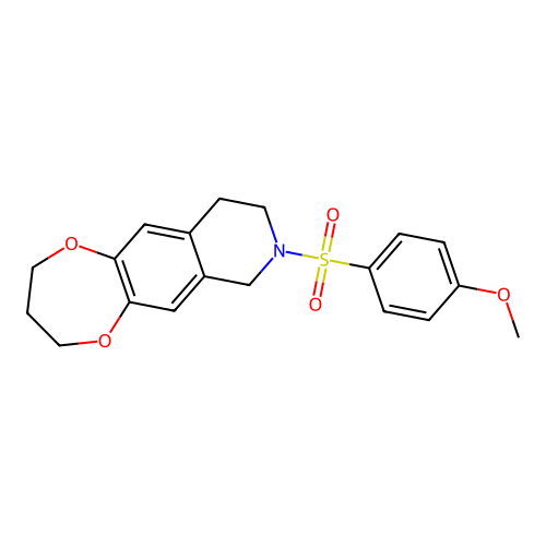 8-(4-methoxyphenyl)sulfonyl-2,3,4,7,9,10-hexahydro-[1,4]dioxepino[2,3-g]isoquinoline structure
