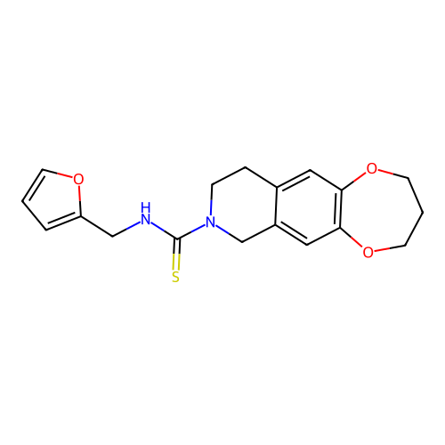 N-(furan-2-ylmethyl)-3,4,9,10-tetrahydro-2H-[1,4]dioxepino[2,3-g]isoquinoline-8(7H)-carbothioamide structure