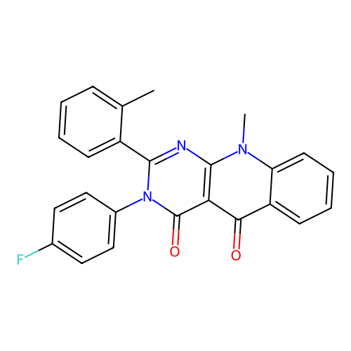 3-(4-fluorophenyl)-10-methyl-2-(2-methylphenyl)pyrimido[4,5-b]quinoline-4,5-dione structure