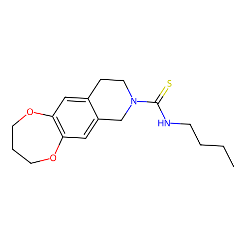 N-butyl-3,4,9,10-tetrahydro-2H-[1,4]dioxepino[2,3-g]isoquinoline-8(7H)-carbothioamide structure