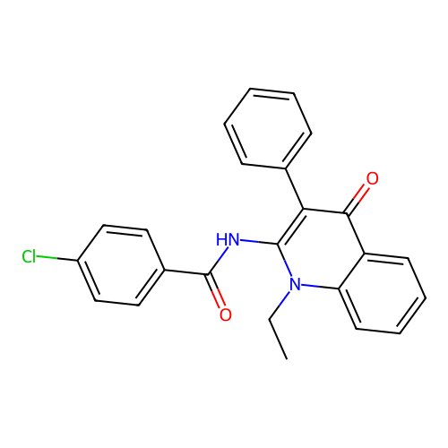 4-chloro-N-(1-ethyl-4-oxo-3-phenyl-1,4-dihydroquinolin-2-yl)benzamide structure