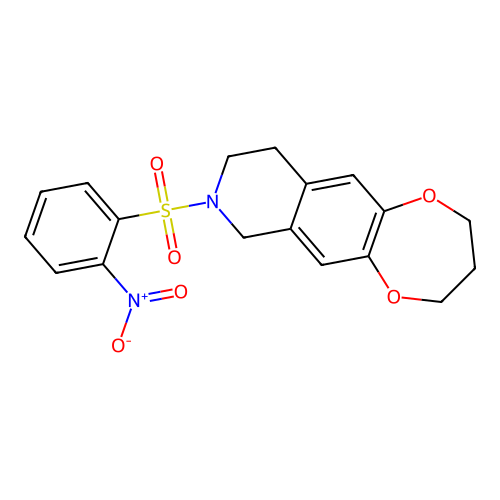 8-((2-nitrophenyl)sulfonyl)-3,4,7,8,9,10-hexahydro-2H-[1,4]dioxepino[2,3-g]isoquinoline structure