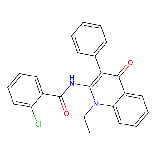2-chloro-N-(1-ethyl-4-oxo-3-phenyl-1,4-dihydroquinolin-2-yl)benzamide structure