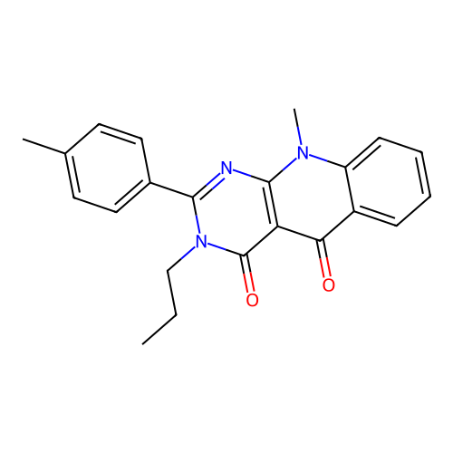 10-methyl-3-propyl-2-(p-tolyl)pyrimido[4,5-b]quinoline-4,5(3H,10H)-dione structure