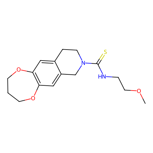 N-(2-methoxyethyl)-3,4,9,10-tetrahydro-2H-[1,4]dioxepino[2,3-g]isoquinoline-8(7H)-carbothioamide structure