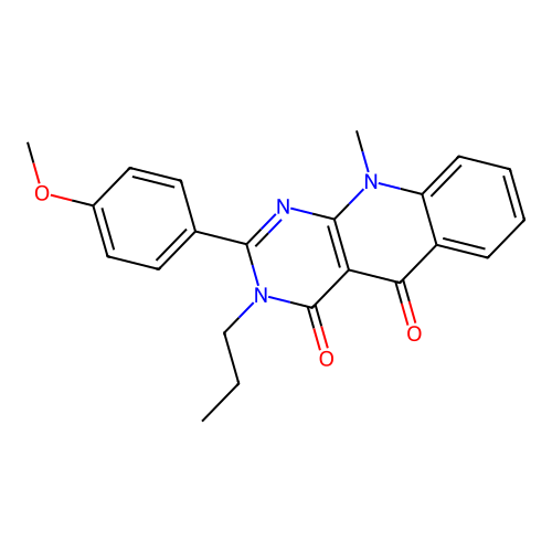 2-(4-methoxyphenyl)-10-methyl-3-propylpyrimido[4,5-b]quinoline-4,5(3H,10H)-dione structure