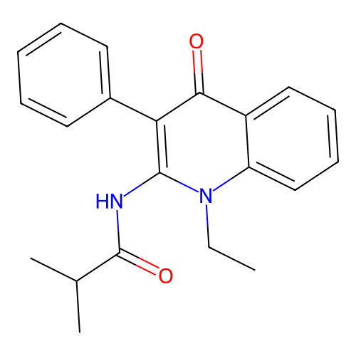 N-(1-ethyl-4-oxo-3-phenylquinolin-2-yl)-2-methylpropanamide structure