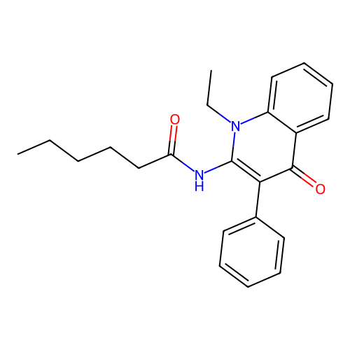 N-(1-ethyl-4-oxo-3-phenyl-1,4-dihydroquinolin-2-yl)hexanamide structure