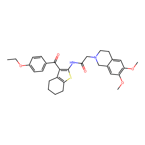 2-(6,7-dimethoxy-3,4-dihydro-1H-isoquinolin-2-yl)-N-[3-(4-ethoxybenzoyl)-4,5,6,7-tetrahydro-1-benzothiophen-2-yl]acetamide structure