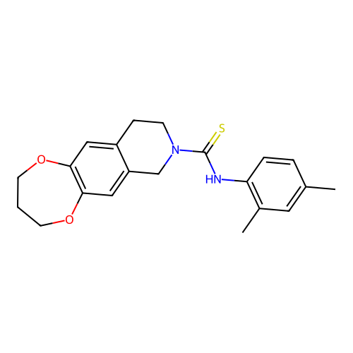 N-(2,4-dimethylphenyl)-3,4,9,10-tetrahydro-2H-[1,4]dioxepino[2,3-g]isoquinoline-8(7H)-carbothioamide structure