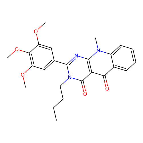 3-butyl-10-methyl-2-(3,4,5-trimethoxyphenyl)pyrimido[4,5-b]quinoline-4,5(3H,10H)-dione structure