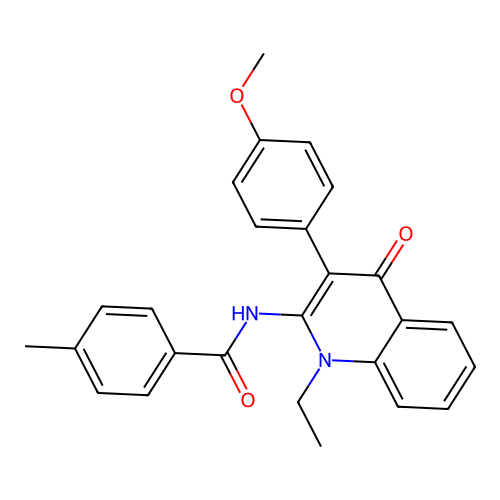 N-(1-ethyl-3-(4-methoxyphenyl)-4-oxo-1,4-dihydroquinolin-2-yl)-4-methylbenzamide structure