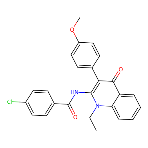 4-chloro-N-[1-ethyl-3-(4-methoxyphenyl)-4-oxo-1,4-dihydroquinolin-2-yl]benzamide structure