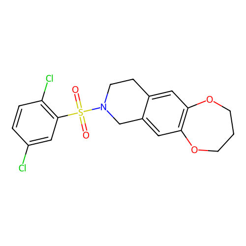 8-(2,5-dichlorophenyl)sulfonyl-2,3,4,7,9,10-hexahydro-[1,4]dioxepino[2,3-g]isoquinoline structure