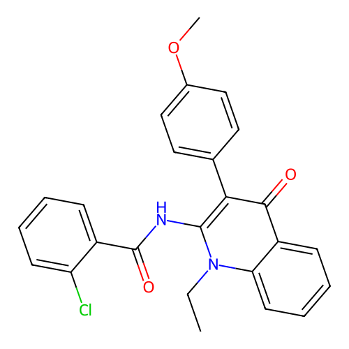 2-chloro-N-(1-ethyl-3-(4-methoxyphenyl)-4-oxo-1,4-dihydroquinolin-2-yl)benzamide structure