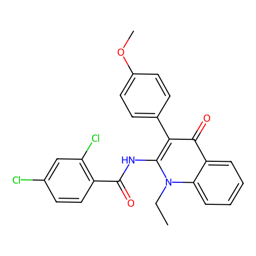 2,4-dichloro-N-[1-ethyl-3-(4-methoxyphenyl)-4-oxo-quinolin-2-yl]benzamide structure