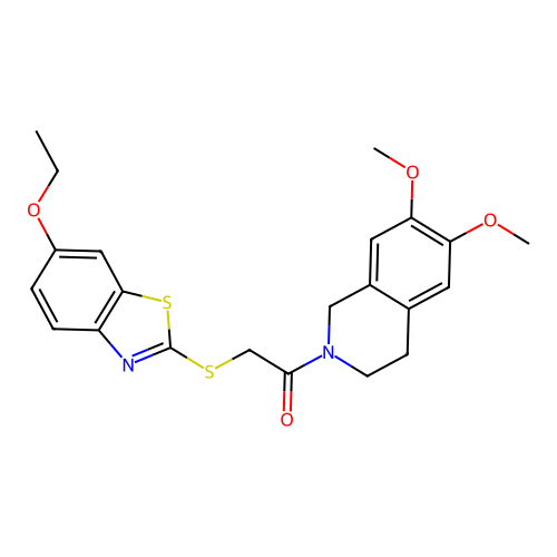 1-(6,7-dimethoxy-3,4-dihydro-1H-isoquinolin-2-yl)-2-(6-ethoxybenzothiazol-2-yl)sulfanyl-ethanone structure