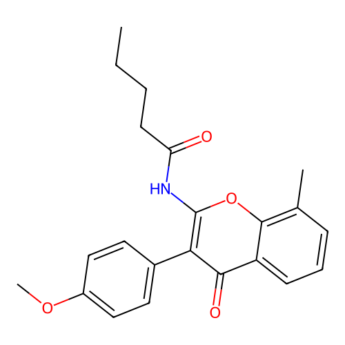 N-[3-(4-methoxyphenyl)-8-methyl-4-oxo-4H-chromen-2-yl]pentanamide structure