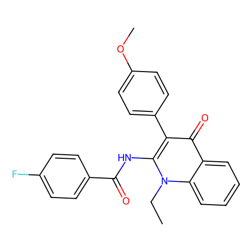 N-(1-ethyl-3-(4-methoxyphenyl)-4-oxo-1,4-dihydroquinolin-2-yl)-4-fluorobenzamide structure