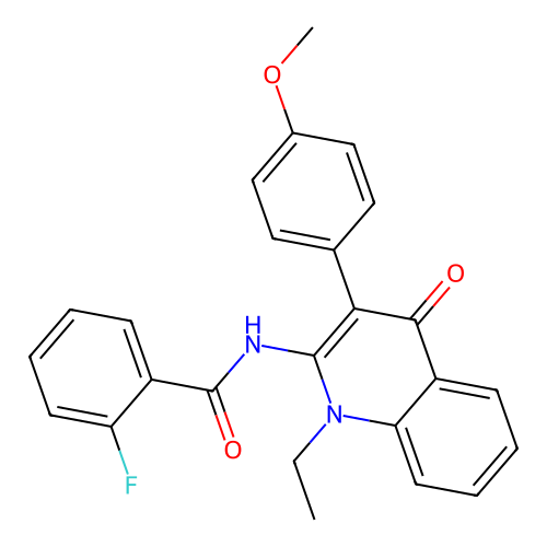 N-(1-ethyl-3-(4-methoxyphenyl)-4-oxo-1,4-dihydroquinolin-2-yl)-2-fluorobenzamide structure