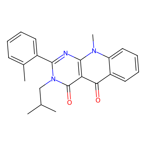10-methyl-2-(2-methylphenyl)-3-(2-methylpropyl)pyrimido[4,5-b]quinoline-4,5-dione structure