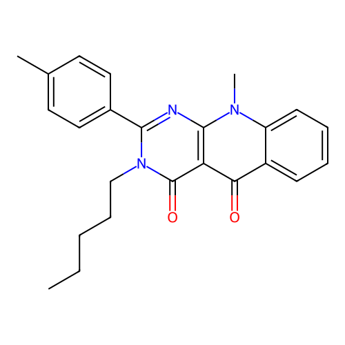 10-methyl-2-(4-methylphenyl)-3-pentylpyrimido[4,5-b]quinoline-4,5(3H,10H)-dione structure