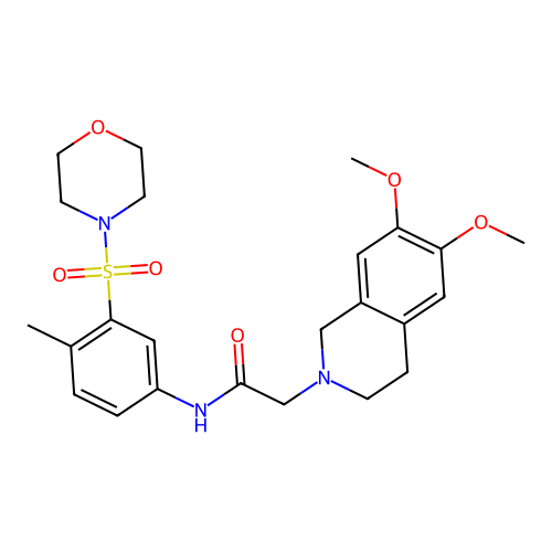 2-(6,7-dimethoxy-3,4-dihydro-1H-isoquinolin-2-yl)-N-(4-methyl-3-morpholin-4-ylsulfonylphenyl)acetamide structure