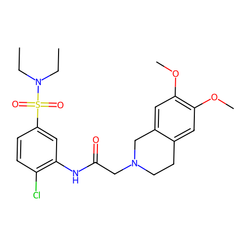 N-[2-chloro-5-(diethylsulfamoyl)phenyl]-2-(6,7-dimethoxy-3,4-dihydro-1H-isoquinolin-2-yl)acetamide structure