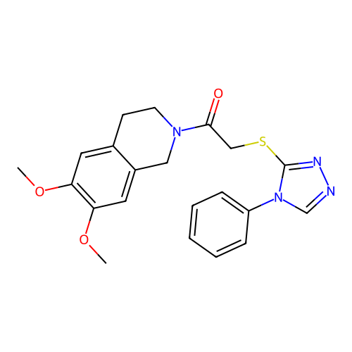 1-(6,7-dimethoxy-3,4-dihydro-1H-isoquinolin-2-yl)-2-[(4-phenyl-1,2,4-triazol-3-yl)sulfanyl]ethanone structure