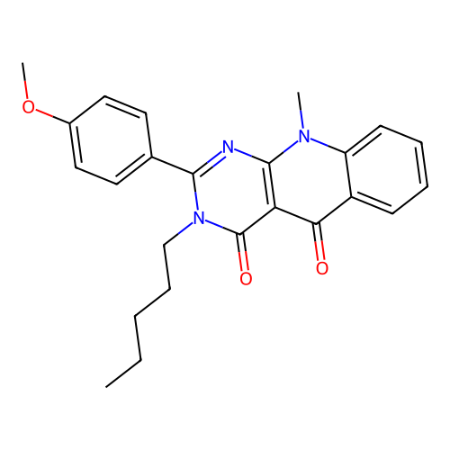 2-(4-methoxyphenyl)-10-methyl-3-pentylpyrimido[4,5-b]quinoline-4,5(3H,10H)-dione structure